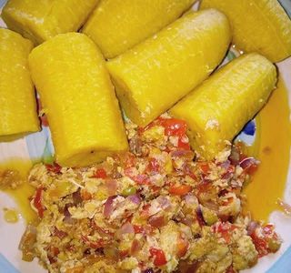 Boil Plantain With Egg Sauce
