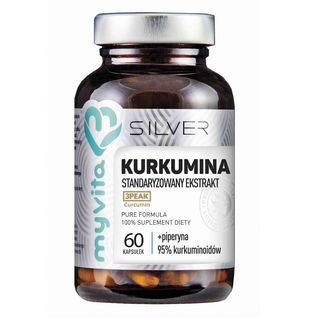 Kurkumina standaryzowany ekstrakt + piperyna 60 kapsułek MyVita Silver Pure