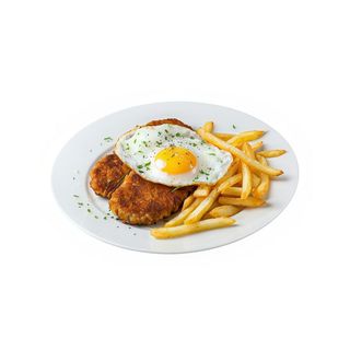 P-12 Pechuga empanada con patatas y huevo frito