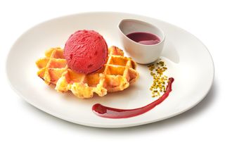 Belgian Waffle With Ice Cream