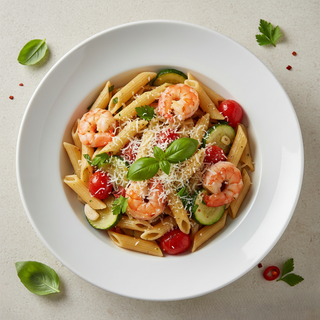 PENNE CU CREVETI SI DOVLECEI