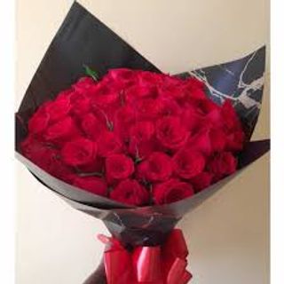 Red Roses Wrapped with Black Wrapper 