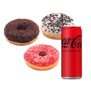 3 Donuts + Coca-Cola Zero Lattina 330ml 