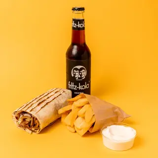 Kebab o Burger + Fritas con mayo + Bebida