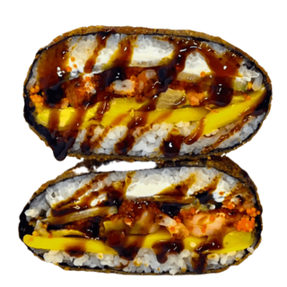 Burger sushi z krewetkami w tempurze
