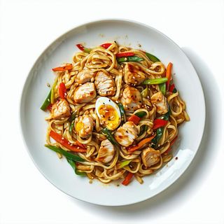 Yaki udon pollo