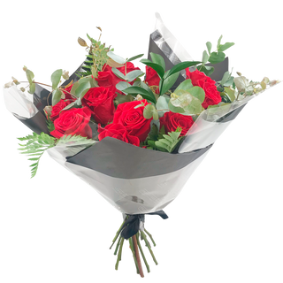 Ramo de 12 rosas rojas premium variado