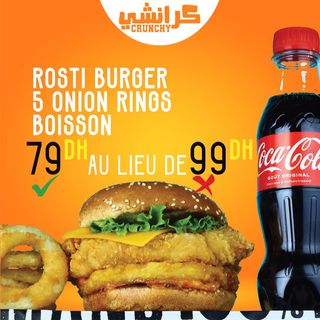 Rosti Burger + Onion Rings + Boisson Au Choix