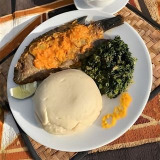 Coconut Fish + Ugali + Veggies