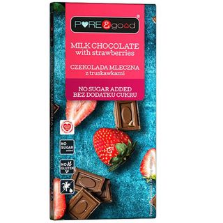 Czekolada mleczna z truskawkami bez dodatku cukru 75 g Pure&Good