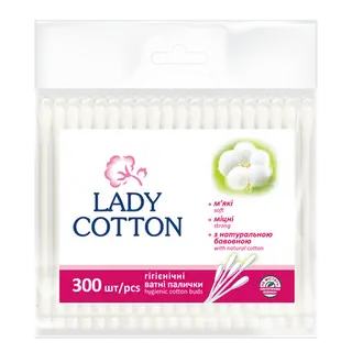 Палички ватні Lady Cotton у поліетиленовому пакеті (300шт/уп)