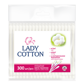 Палички ватні Lady Cotton у поліетиленовому пакеті (300шт/уп)