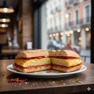 Bocadillo de pan tumaca y tortilla española