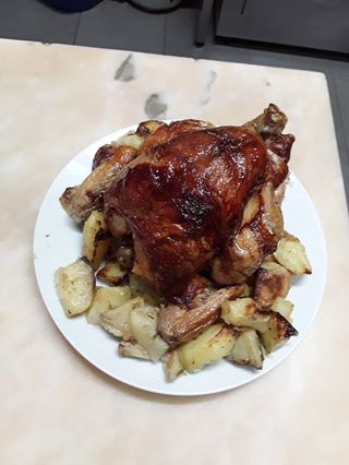 Pollo asado con patata al horno 