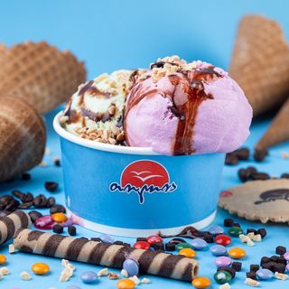 2 ნაყინის ბურთი თოლია ჭიქაში