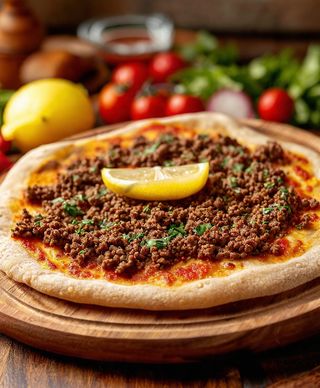 Pizza Turca De Solo Carne Con Patatas Y Bebidas