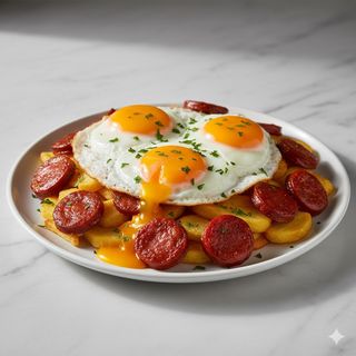 Huevos Rotos Con Longaniza O Chorizo