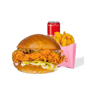 Menu I Simple Burger, Fries Crispers 130g, Soft Drink