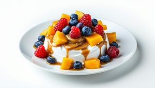 Burro di arachidi, frutta di stagione e crema a scelta