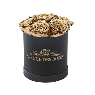 7 trandafiri aurii in cutie neagra