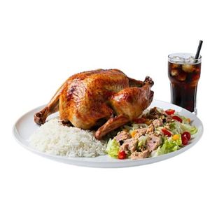 2 Pollo A L'Ast Entero Con Arroz Con Ensalada Atún Con Bebida