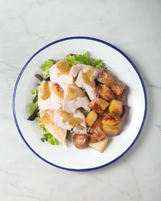 Tagliata di pollo speziato con patate al forno
