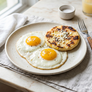 Huevos fritos con arepa