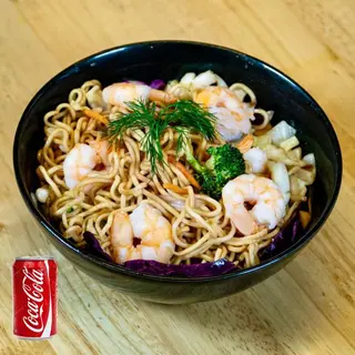 Yakisoba Ebi + refresco lata de 330ml