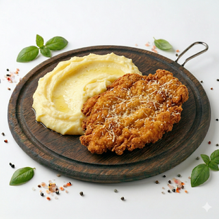 Snitel de pui cu piure de cartofi