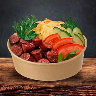 Боул з картопляним пюре та мисливськими ковбасками (320г)