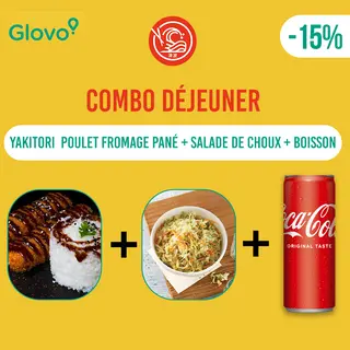 COMBO dej: Yakitori poulet fromage pané + Salade de choux + boisson
