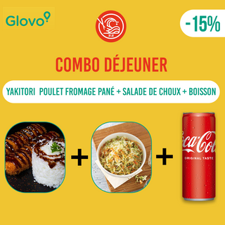 COMBO dej: Yakitori poulet fromage pané + Salade de choux + boisson