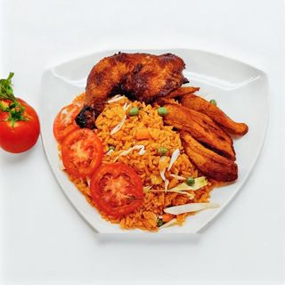 Jollof Rice And Peppered Chicken