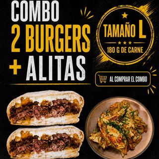 2 BURGER CABRONA TAMAÑO L (180 GR) + ¡ALITAS MASALA!