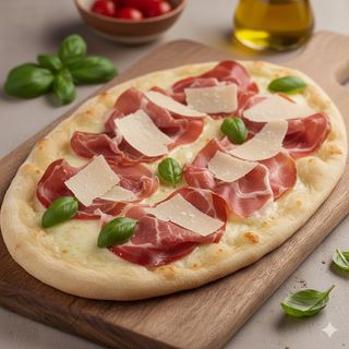 Pinsa con capocollo, mozzarella e grana