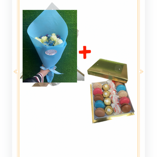  Bouquet 10 fleurs + moyenne boite chocolat 