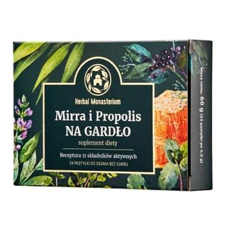 Mirra i propolis na gardło bez cukru 24 pastylki do ssania Herbal Monasterium
