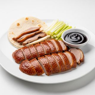 Pato laqueado de Pekín (con trotiras y salsa)