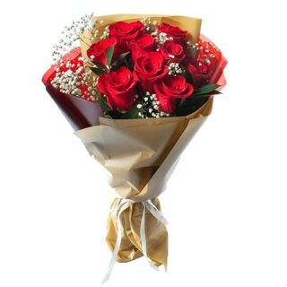 Червоні троянди і гіпсофіла