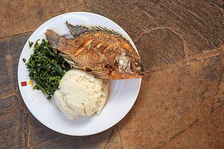 Whole Tilapia Fish Deep Fry with Ugali