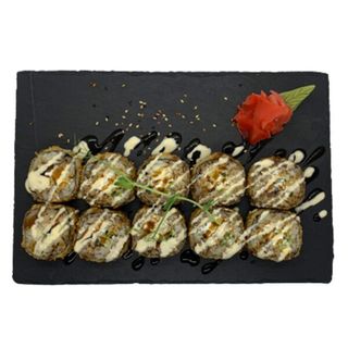 Рол темпура з вугрем під соусом Сирним та Унагі соусом (320/25/30г)