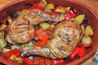 Coscia con verdure e patatine