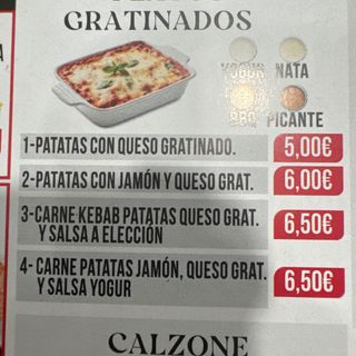 2. Patatas Con Jamón Y Queso Gratinado