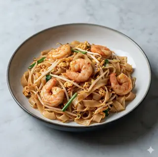 Tagliatelle di riso con gamberi