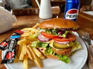 Burger Wege z Falafelem Zestaw z Frytkami 150 i Puszką Pepsi 0,33l