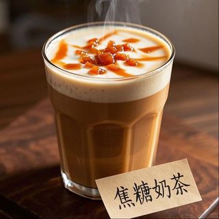 Caramello milk tea con tapioca