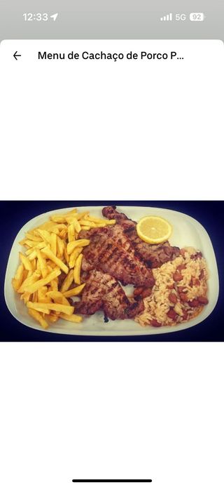 Menu de Cachaço de Porco Preto p/1 Pessoa