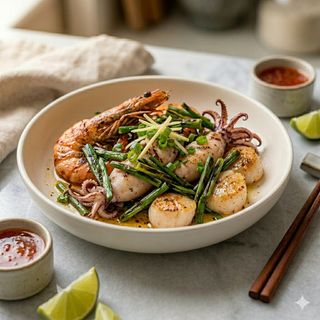 Mariscos Con Ajetes A La Plancha