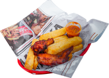 Yam chips + BBQ Chicken Wings