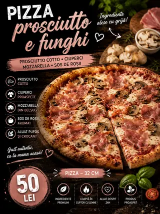 Pizza prosciutto e funghi 32cm